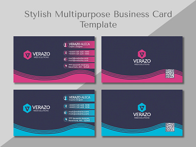 Stylish Multipurpose Business Card Template in Multiple Color advertising advertisment blue brand business cards company corporate creative modern office pink presentation promotion realistic stylish