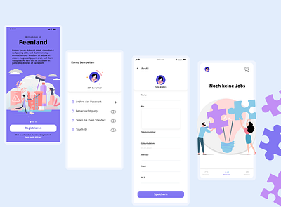 Feenland app design illustration minimal ui ux vector