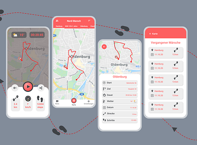 Nord-Marsch App, Sport App app design minimal ui ux