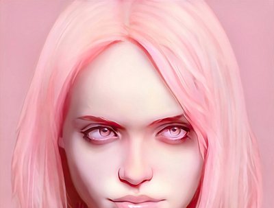 Pink Lady face female girl illustration