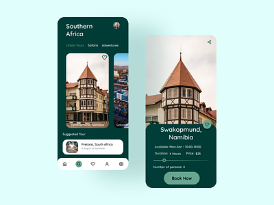 Travel Through Southern Africa app design figma travel typography ui uiux ux