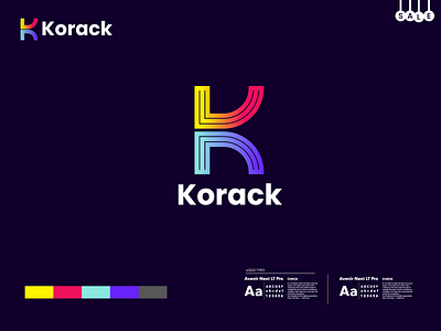 korack logo - k letter mark logo a b c d e f g h i j k l m n brand identity branding colorful creative design flat gradient illustration k logo k modern logo letter logo logo and branding logo designer logotype mark minimal modern logo monogram