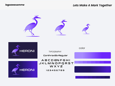 HERONI logo design 2021 a b c d e f g h i j k l m n animal animal logo app icon best bird brand identity branding design flat heron illustration logo logo designer logo folio logotype modern modern logo top