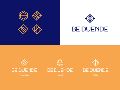 Be Duende abstract art blue craft logo logotype mark orange symbol