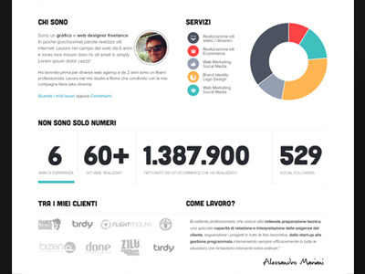 Portfolio Home Page restyling, below colorful graph infographic numbers statistic