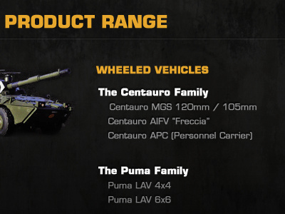 Armoured Vehicles - Product Range arms graphic grunge vehicles webdesign