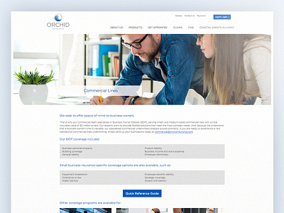 Orchid Insurance clean minimalist user interface web webpage design website