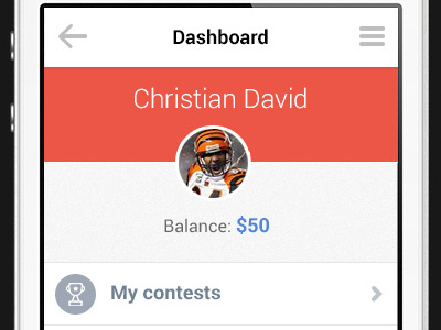 Sports app dashboard dashboard mobile profile page