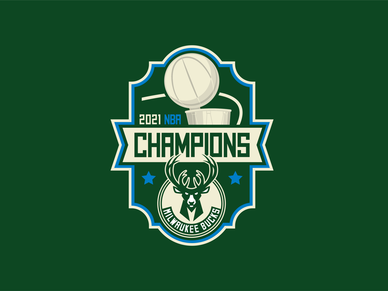 Milwaukee Bucks 2021 Champions NBA Basketball Classic logo type