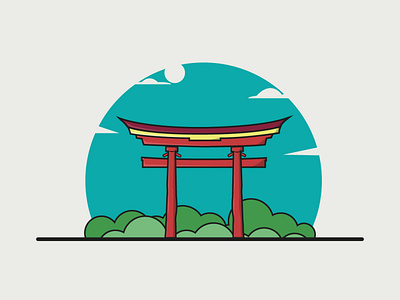 Torii Gate design flat illustration illustraion illustration art landmarks nature torii vector vectorart