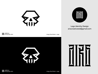 Angry Skull Mark bone bone logo design logo logo design logodesign minimal minimalist logo skeleton skull skull logo tattoo logo
