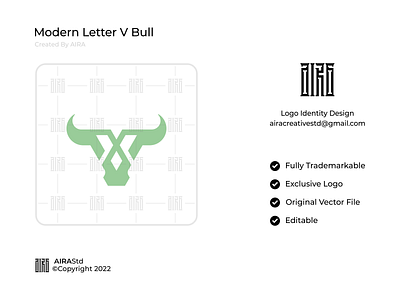 Modern Letter V Bull animal logo bull bull logo design finance logo horn logos letter v logo logo design logo forsale logodesign minimal minimalist logo security logo technology logo v letter logos v monogram