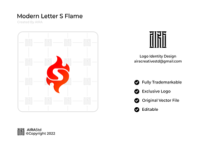 Modern Letter S Flame Logo