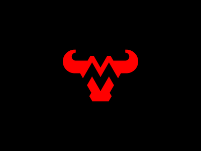 Modern Letter M Bull Head Logo