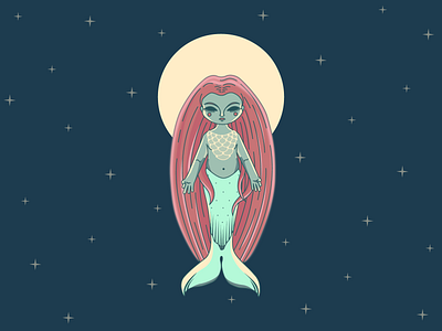 Meditating Mermaid design illustration meditating mermaid moonlight vector