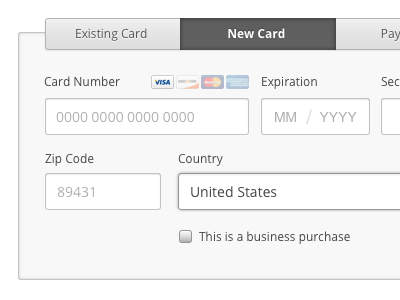 Payment Selection credit card forms payment ui
