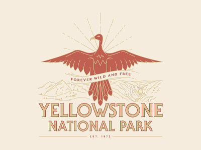 Yellowstone adventure eagle illustration mountains nationalpark nature type yellowstone