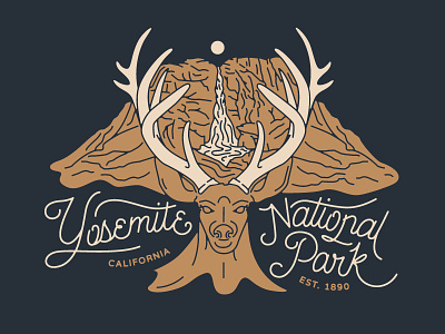 Yosemite adventure california deer illustration mountains national park nature parks waterfall yosemite