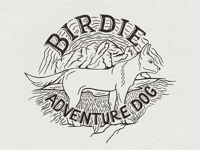 Birdie Adventure Badge adventure dog illustration lettering