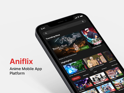 Aniflix (Anime Platform) - Mobile App anime app graphic design mobile app ui uiux ux