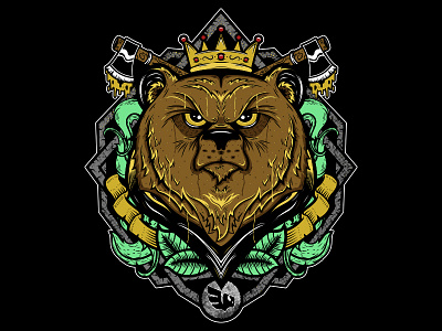 king Grizzly 🐻👑 animal apparel artwork bear clothing design graphicdesign grizzly illustrationking illustrator