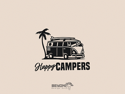 Happy Campers Logo Exploration beach branding camper desert design illustration logo summer vam vector