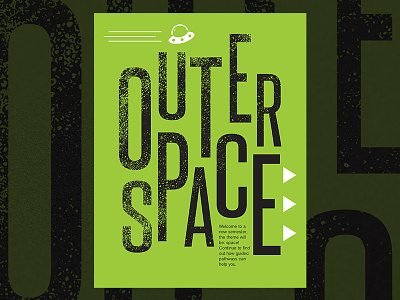 Outer Space alien flying saucer green icons poster space spaceship typography