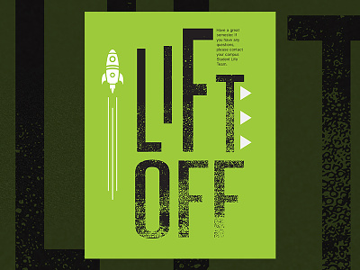 Lift Off green icons poster rocket ship shuttle space texture typography