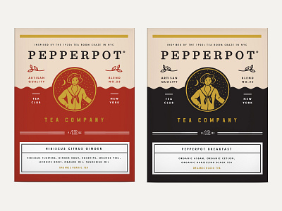 Pepperpot Tea Packaging 20s 3rdwave beverage branding design entrepreneur house identity illustration label logo nyc packaging startup tea
