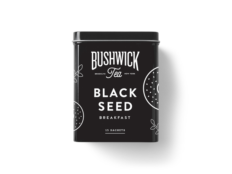 Bushwick Tea X Black Seed Bagels bagel beverage branding can design drink food identity label logo packaging tea tin