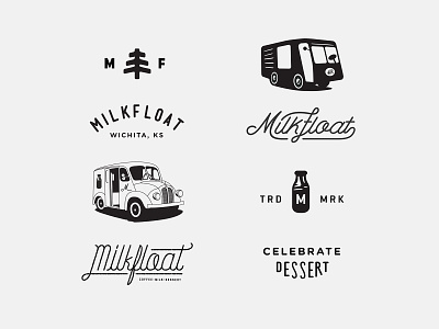 Milkfloat Coffee & Dessert Shop Logo Branding Illustration Ideas