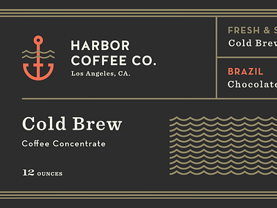 Harbor Cold Brew pt.I art deco bag beverage branding brew coffee drink food label logo nautical packaging