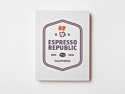 Espresso Republic badge branding business card california coffee espresso letter press letterpress logo packaging roasters