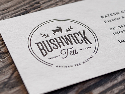 Bushwick Tea Letterpress Card badge beverage branding brooklyn business card drink goat letter press logo new york nyc tea