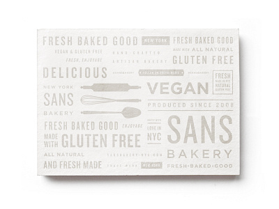 Sans postcard artisan bakery branding gluten free nyc pattern shop vegan