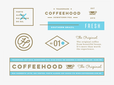 Coffeehood Brand Assets artisan beverage branding cafe coffee drink food logo packaging shop specialty