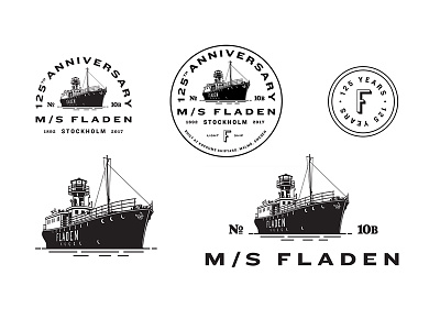 Fladen 125th Anniversary badge boat branding historic lighthouse logo ship sweden
