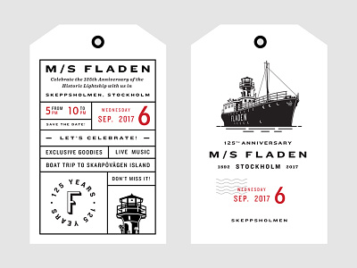Fladen Tags badge boat branding historic lighthouse logo poster print ship sweden tag travel
