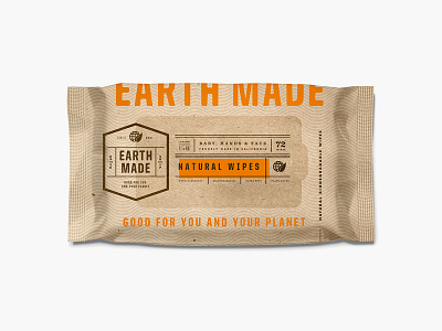 Earth Made pt.2.2 badge branding california design earthy environmental identity identity system label organic packaging planet startup typography wet wipes wipes