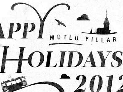 New Year Card 2012 beyoglu beyogly card galata holiday illustration istanbul kizkulesi kulesi kız maidens new year poster tower tram tramway typography