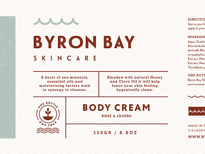 Byron Bay Body Cream australia branding cosmetic label logo natural nsw organic packaging planting skincare