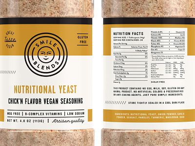 Smile Blends Packaging pt.1.6 badge gluten free label nutritional yeast packaging seasoning spice vegan