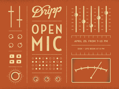 Dripp Open Mic coffee deck dripp eq espresso republic iconography illustration mic open poster
