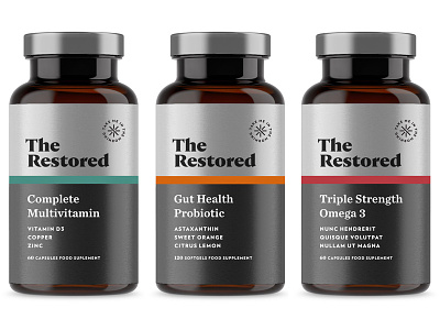 The Restored pt3 branding design identity label logo multivitamin packaging sage start up supplement vitamin vitamins wellness