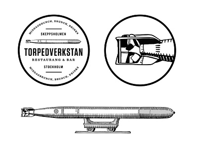 TVR ID badge brand branding identity illustration logo nordic restaurant startup stockholm sweden symbol symbol icon torpedo