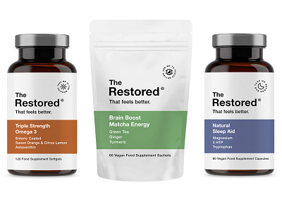 The Restored pt5 branding design identity label logo multivitamin packaging sage start up supplement vitamin vitamins wellness