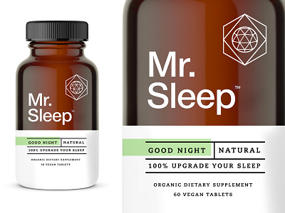 Mr. Sleep pt1.2 bottle bottle label branding container design identity label logo packaging science sleep sleeping sleeping beauty space supplements symbol