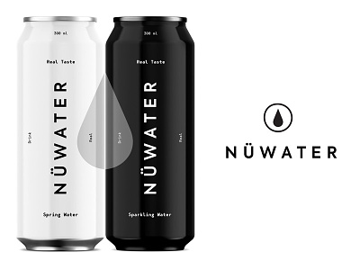 Nü Water pt.3 beverage branding can canned water design identity logo logotype natural package design packaging sparkling spring startup uk water