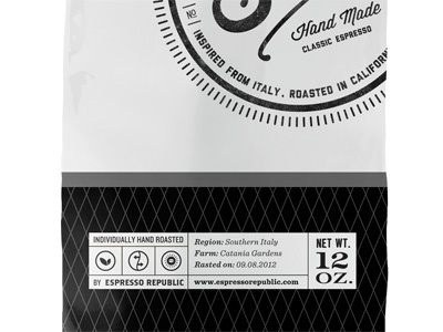 Static Espresso Bag bag classic coffee dripp espresso espresso republic font hand made coffee label lettering monogram packaging slabserif stamp typography