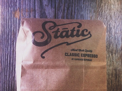 Static Bag bag branding classic coffee craft dripp espresso espresso republic font hand made coffee identity label lettering logo organic packaging specialty stamp typography